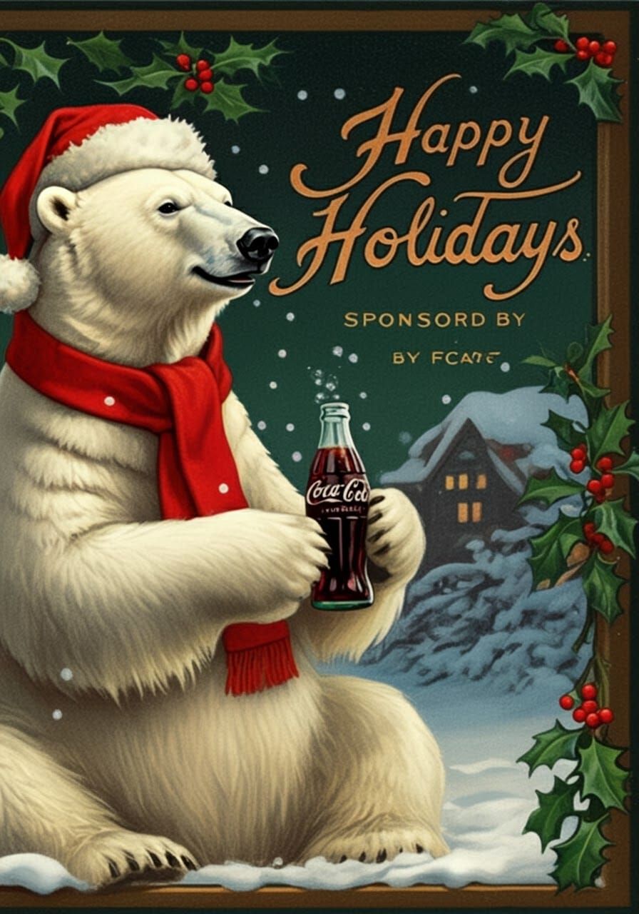Festive Polar Bear Holiday Coca-Cola Card