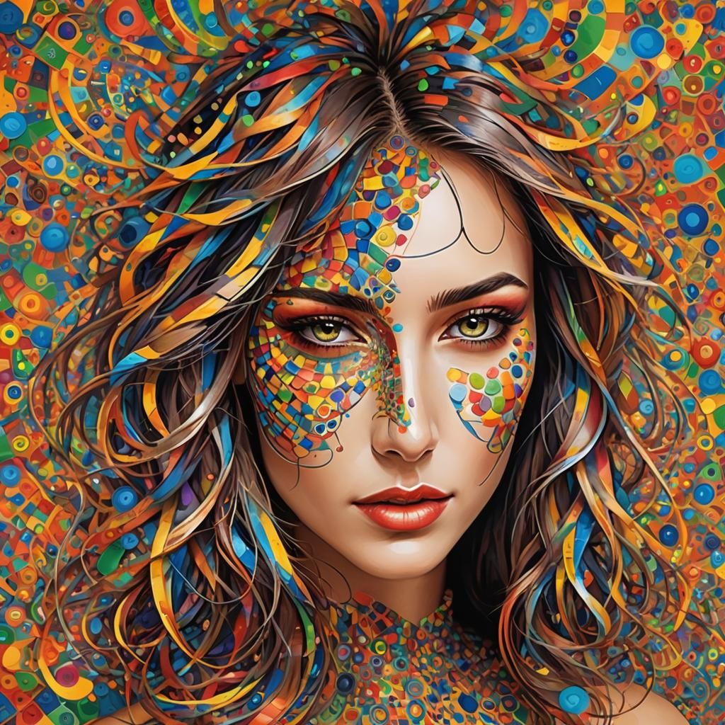 Attractive Woman's Face from Symmetrical Mathematical Patter...