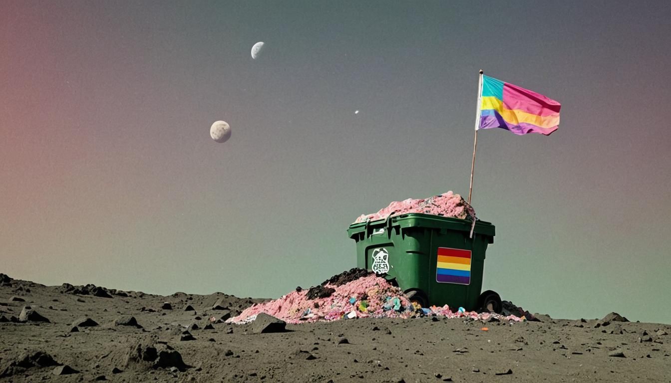 Sci-Fi Trash on Alien Moon with Pink Sun
