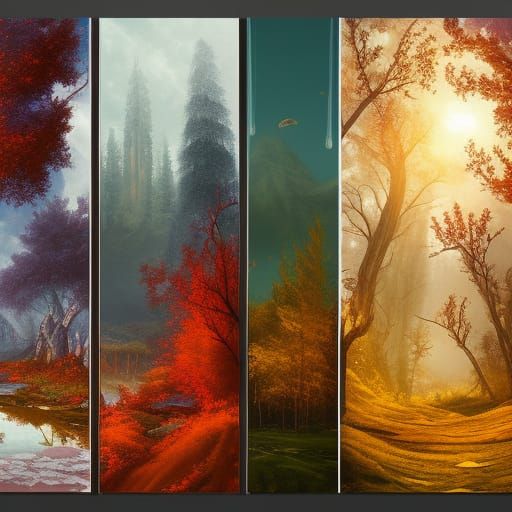 Seasons Changing Mural in Detailed Matte Painting