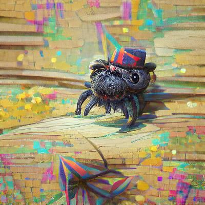 Cute Spider in Tophat, Hyperdetailed Digital Art