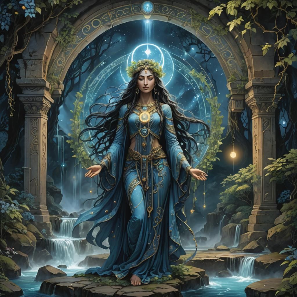 Ethereal Naamah in Dreamlike Landscape