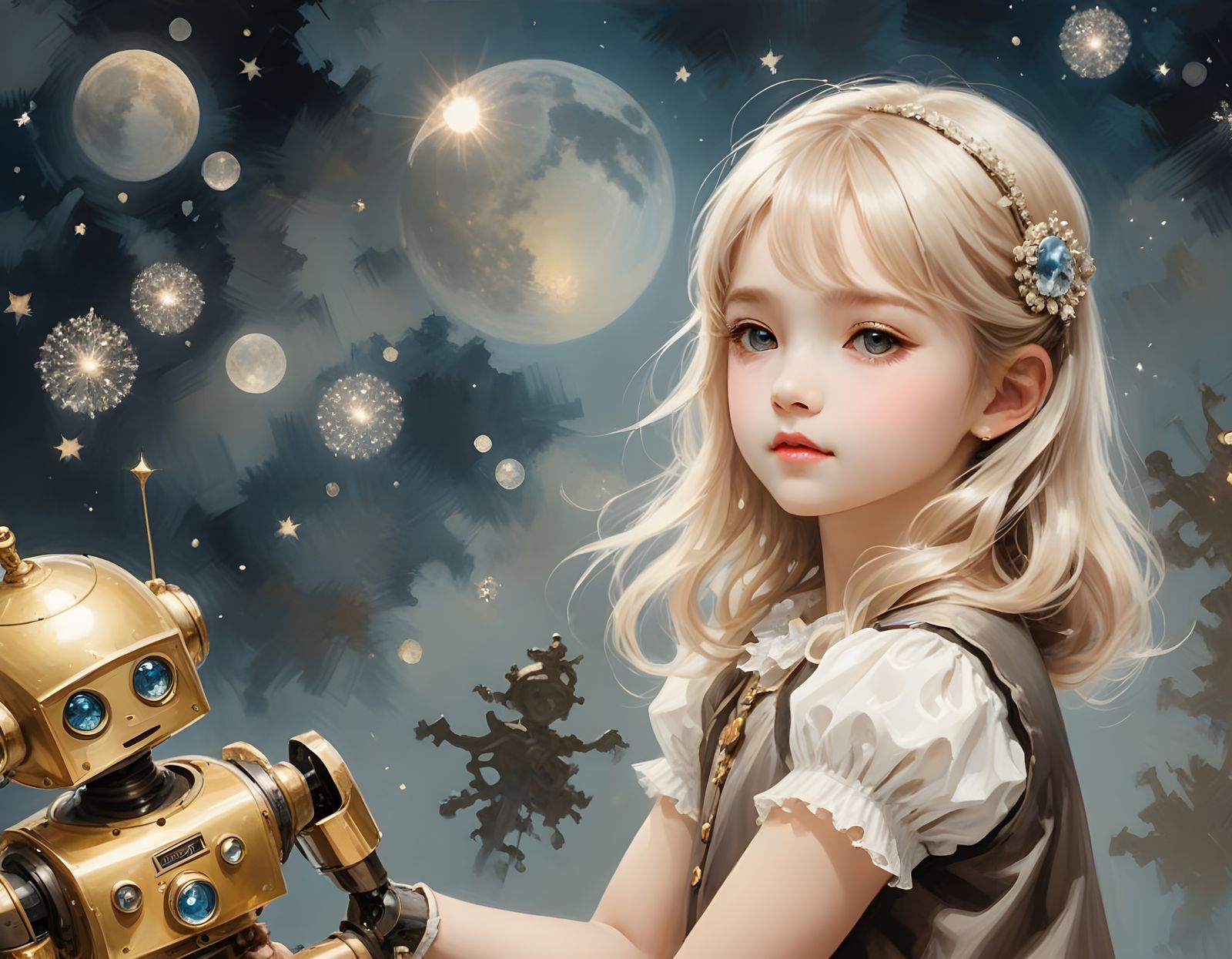 Surrealist Masterpiece in Victorian Style with Soft Oil Pain...