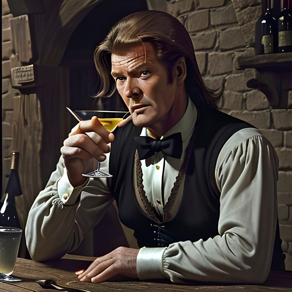 Medieval Vagabond in Tavern with Martini