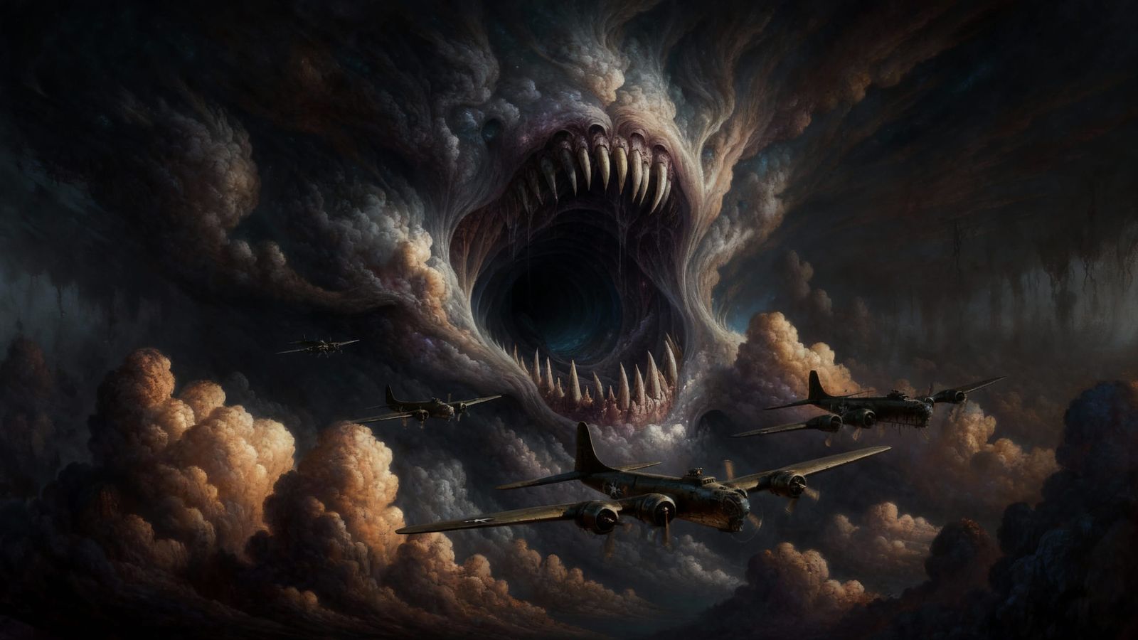 WWII Bombers vs. Monstrous Cloud Maw