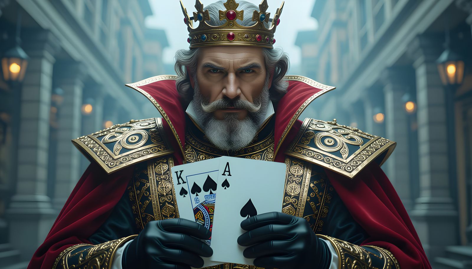 King Of Spades Man In Playing Card Clothes, Hyperrealistic
