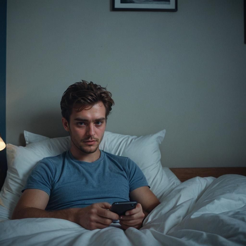 Man Using Social Media with Cinematic Lighting