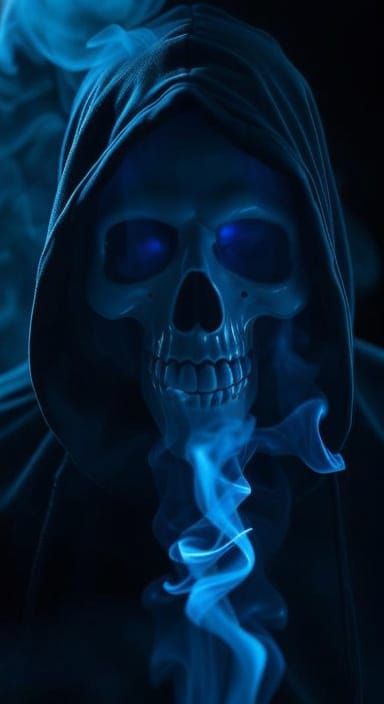 Neon Smoke Ghost Portrait: Ethereal and Sinister