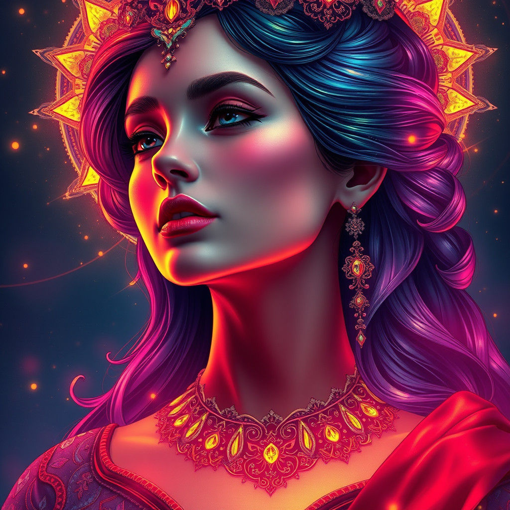 Regal Art Nouveau Goddess in Ethereal Radiance