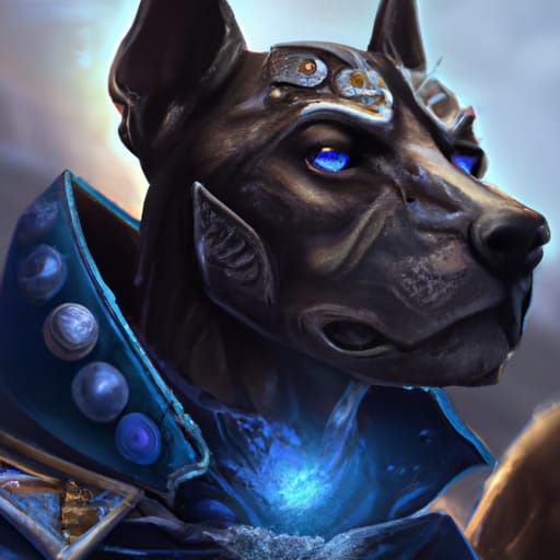 Fantasy Dog Mage Portrait in Digital Art Style