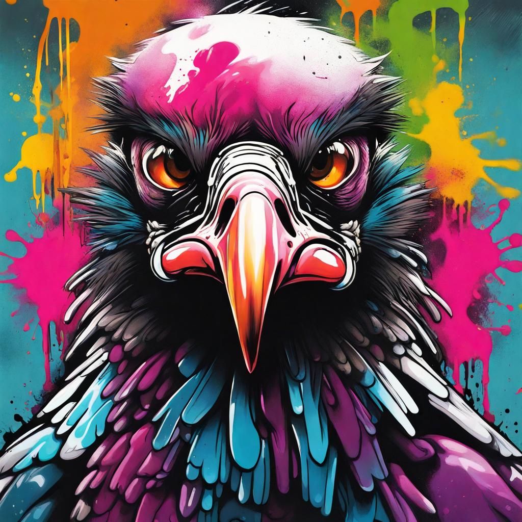 Vulture Bird Person in Graffiti Street Art