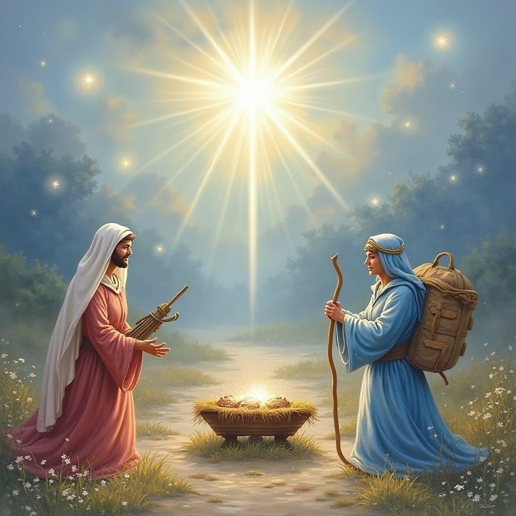 Mary and Joseph's Journey to Bethlehem in Ethereal Fantasy S...