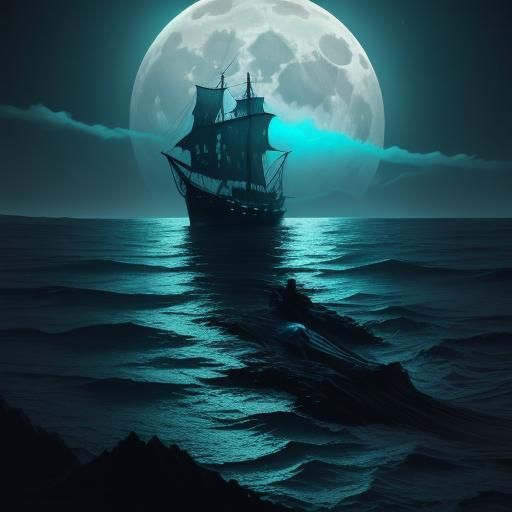 Old Mermaid Dies in Dark Fantasy Painting