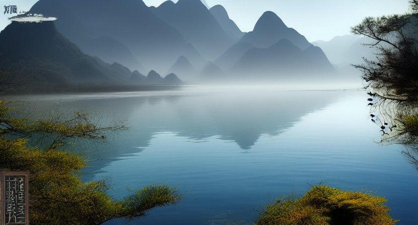 Lijiang River Vista in Ink Wash Style