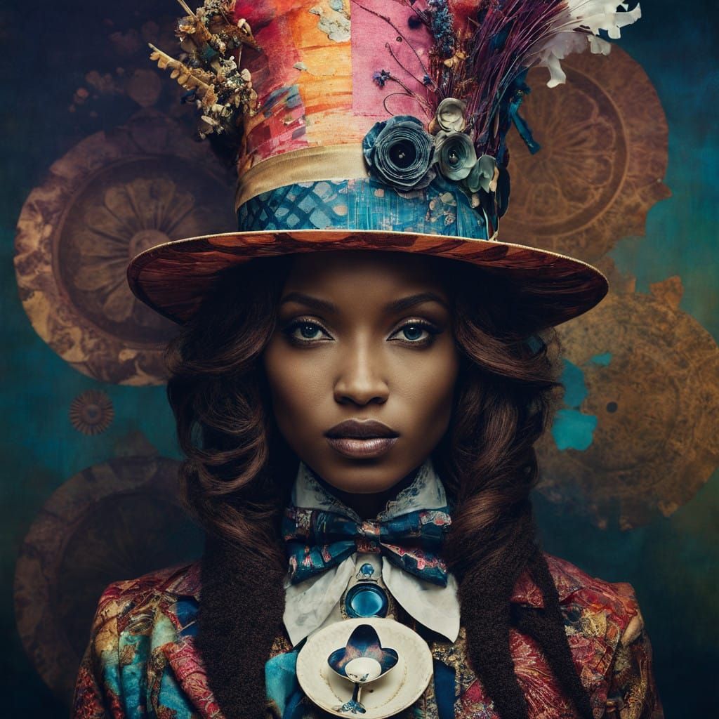 Afrofuturist Portrait of a Glitchy Wonderland Woman