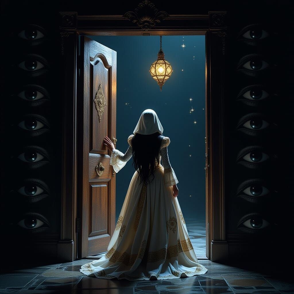 Renaissance Woman in Void of Eyes: Fantasy Art