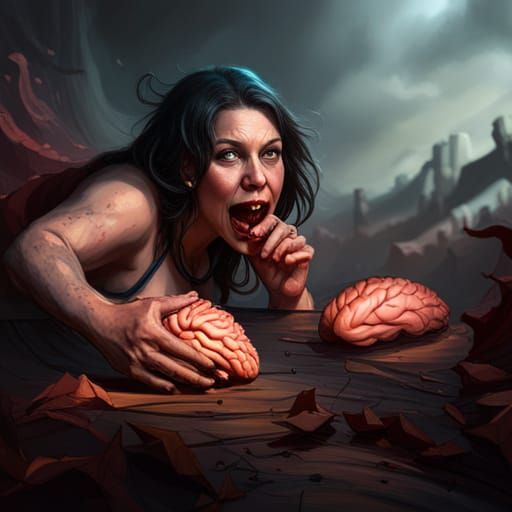 Monster Lady Brain Feast: Dark Fantasy Art