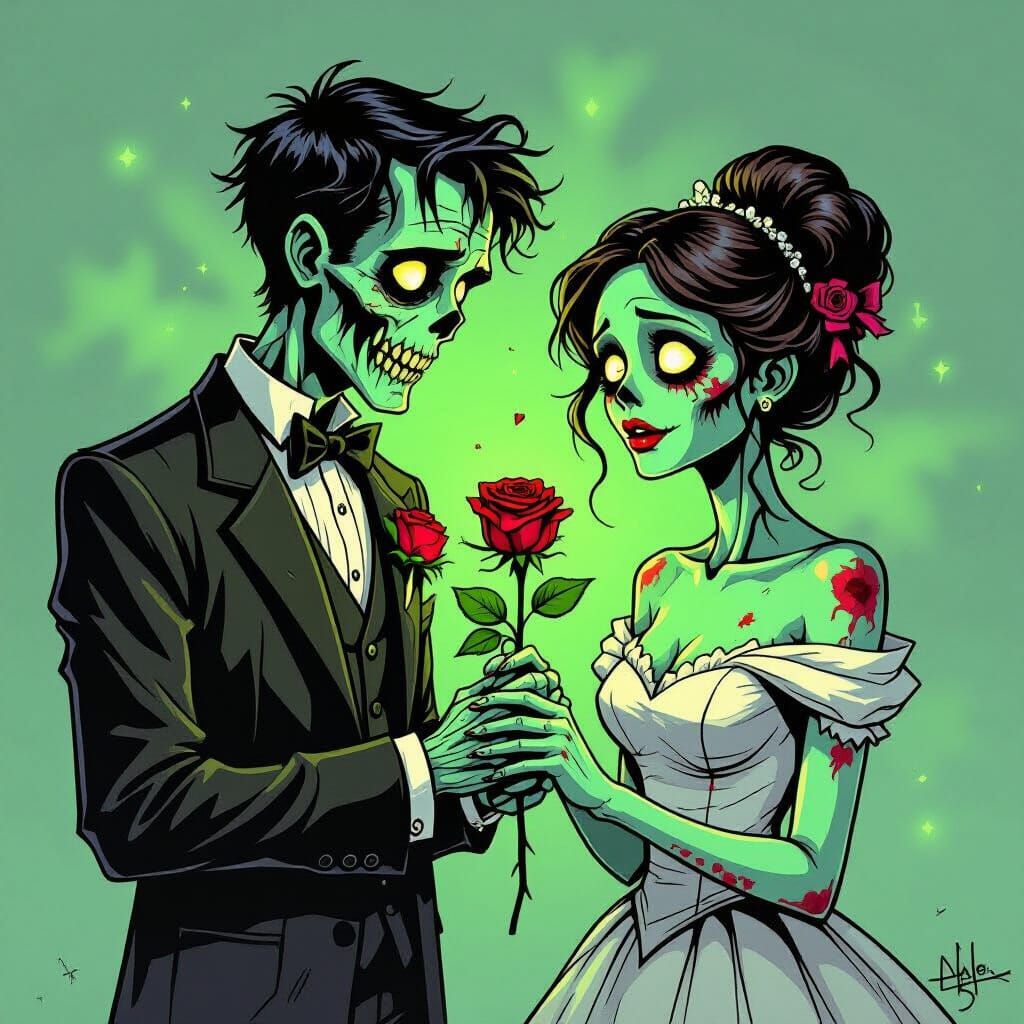 Undead Couple Prom Night: A Whimsical Zombie Romance
