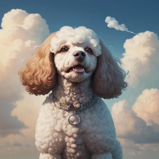 Poodle Cloud Blows Wind: Hyperrealistic Digital Art