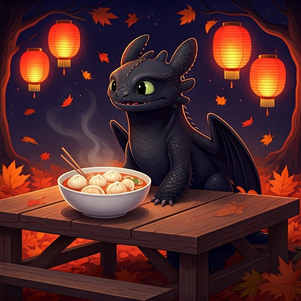 Toothless at the 中秋节！(Chinese Autumnal Festival)
