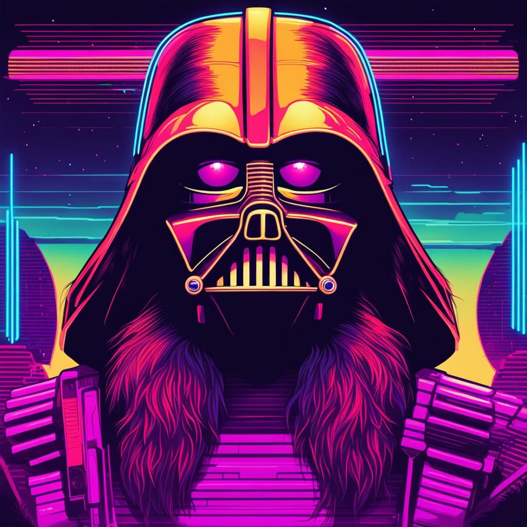 Synthwave Wookie in Neon Retro Style