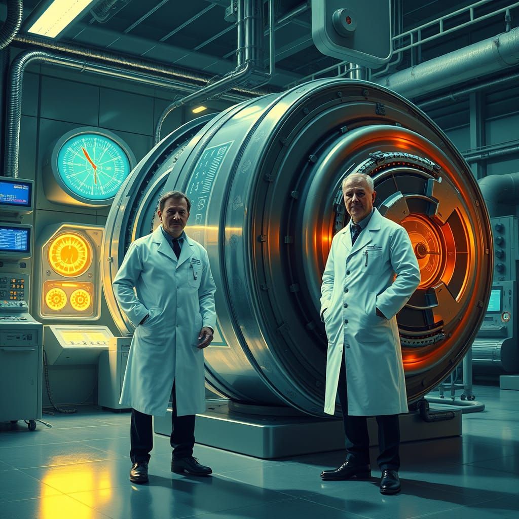 Futuristic Plasma Engine Concept in Retro-Futuristic Style