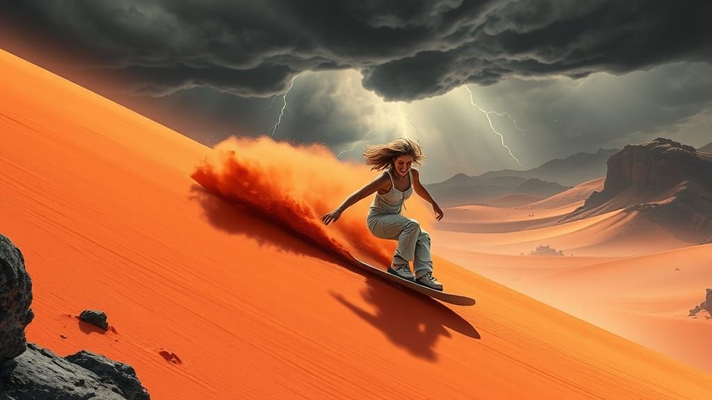 Snowboarding on an Alien Dune: Photorealistic Adventure