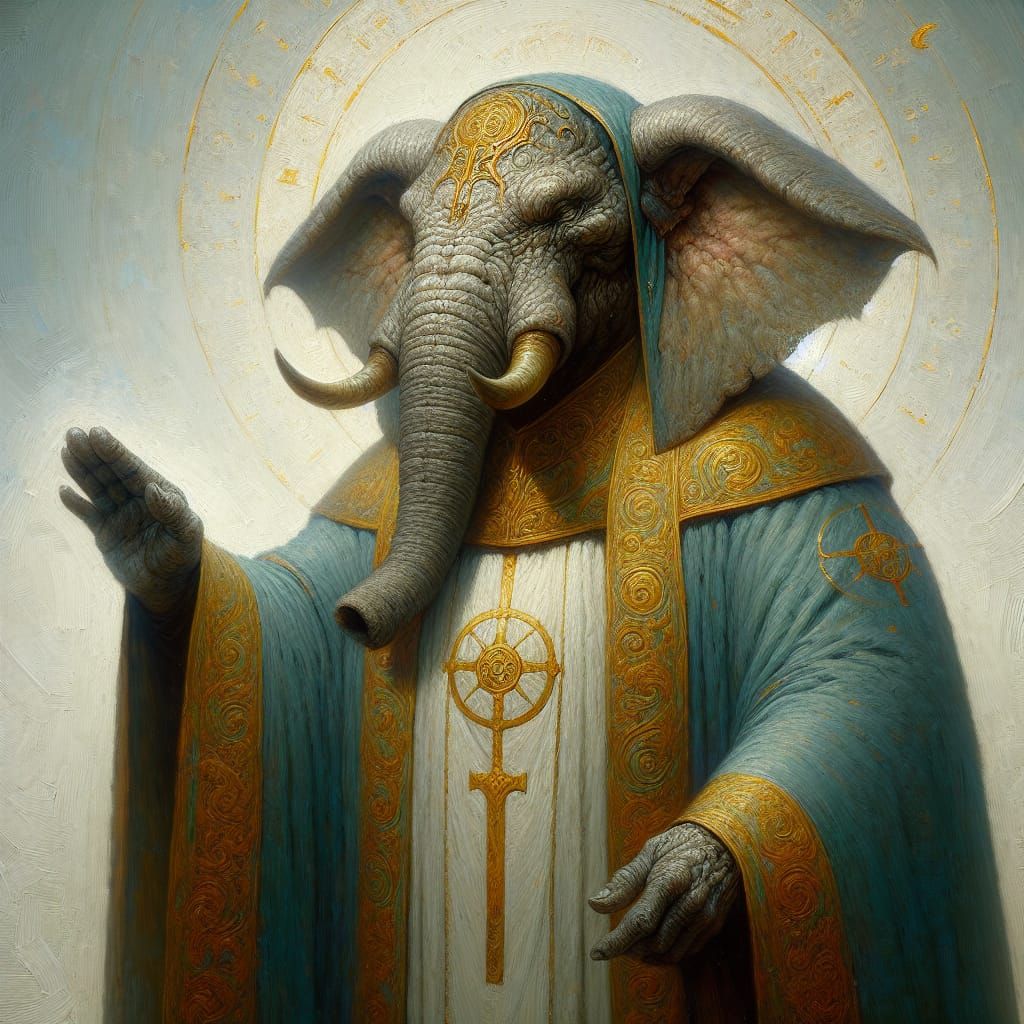 Loxodon Cleric in Classical Oil Painting Style