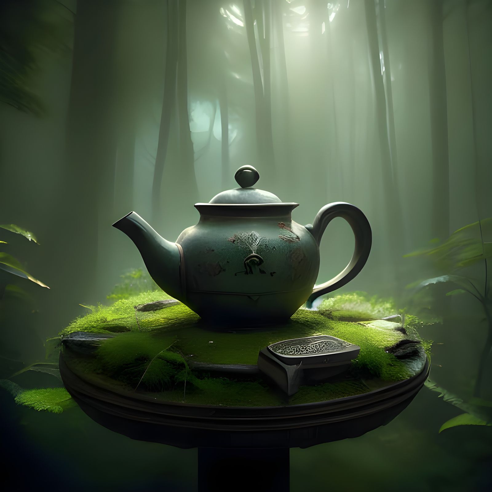 Weathered Teapot in Overgrown Garden