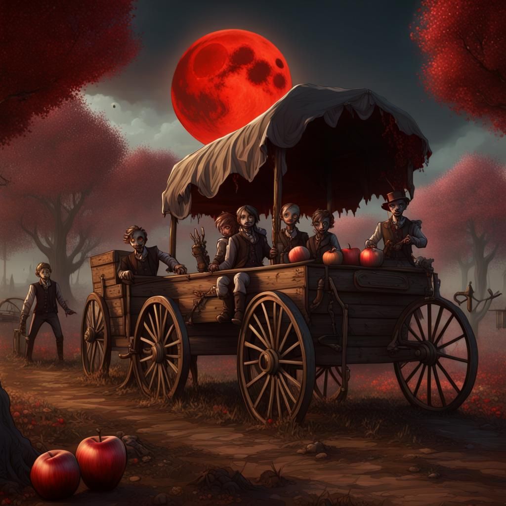 Steampunk Apple Orchard Horror Scene