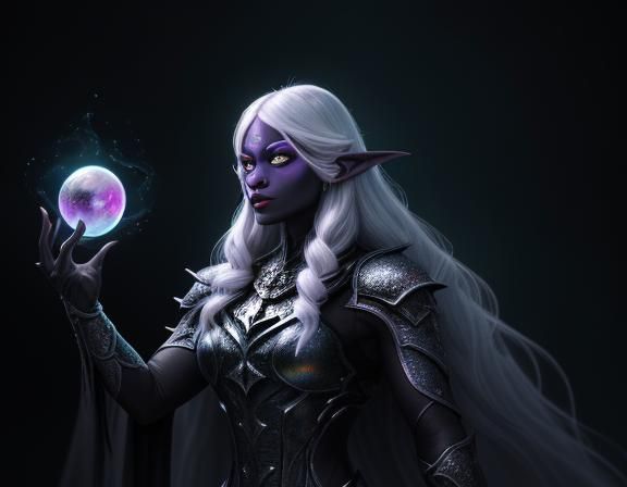 Drow Queen in Cavern: Hyperrealistic Dark Fantasy Art