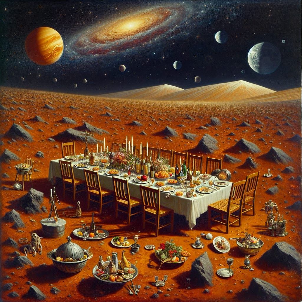 Venusian Feast: A Surreal Victorian-Style Still Life