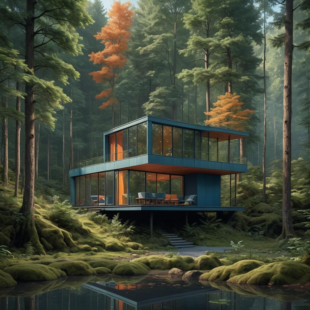 Cabin Retreat in Dense Forest: Matte Painting