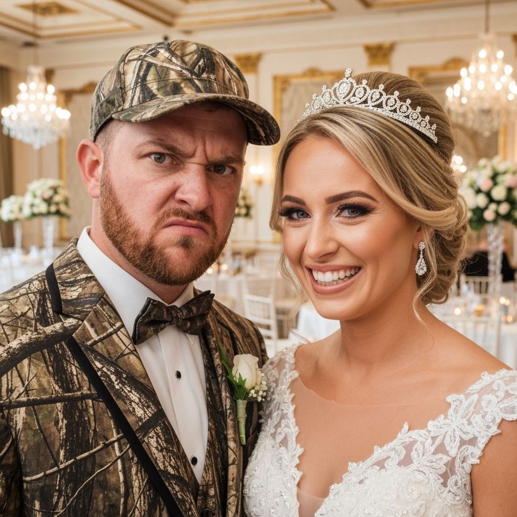 Redneck Groom and Princess Bride Wedding Portrait