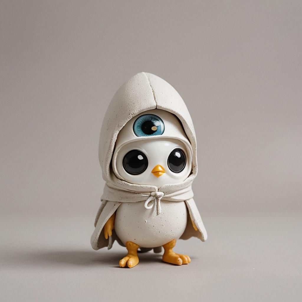 Cute Egg Figurine with Hoodie on White Background
