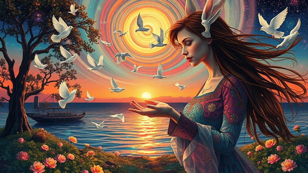 Psychedelic Summer Nights by the Sea, Hieronymus Bosch Style