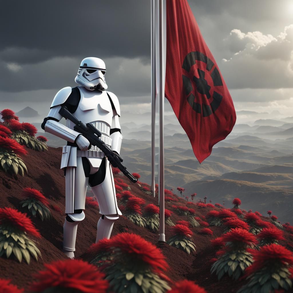 Stormtrooper Plants Imperial Flag: Detailed Matte Painting