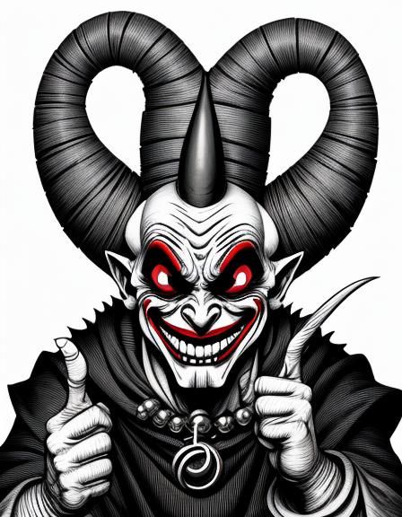 Grotesque Evil Jester in Dark Humor Fantasy Art