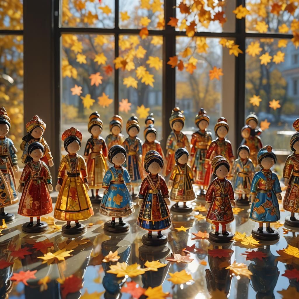 Enameled Glass Figurines in National Costumes