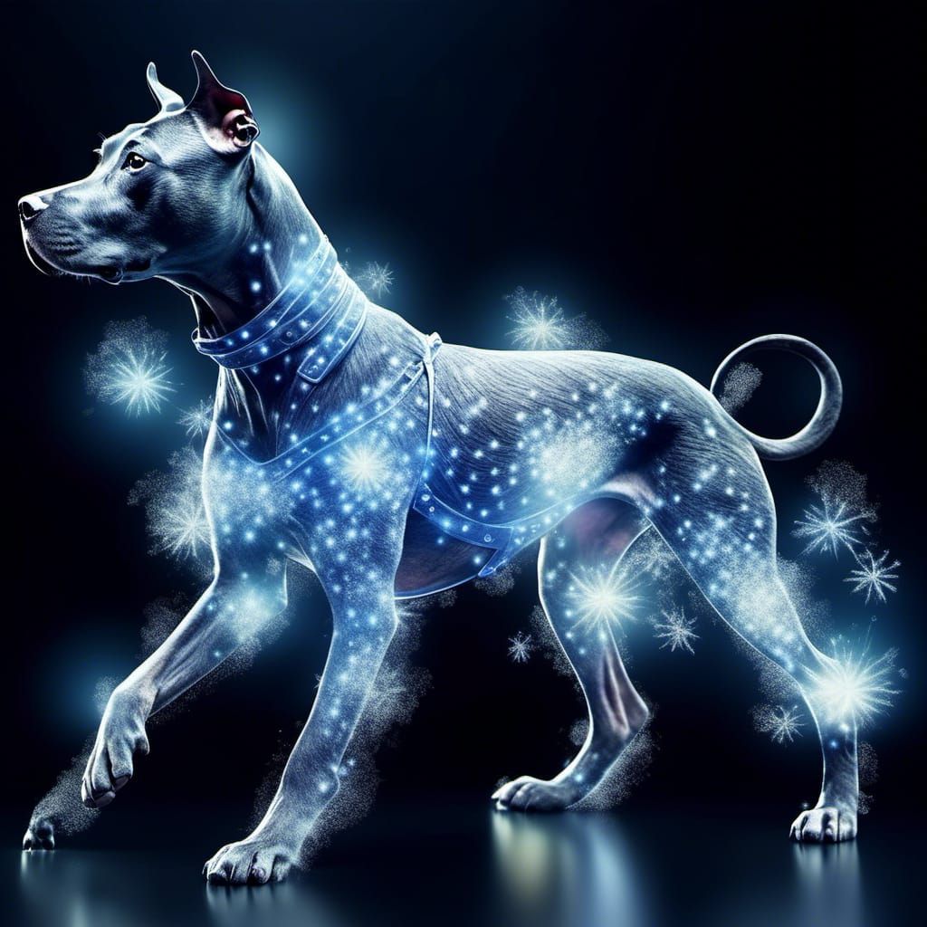 Dog with Glowing Fur in Dreamy, Ethereal Light