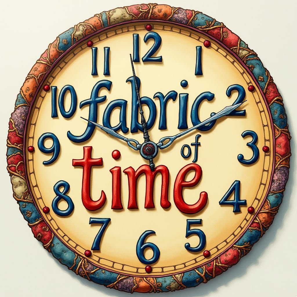 Whimsical Fabric Clock in a Playful, Cursive Font