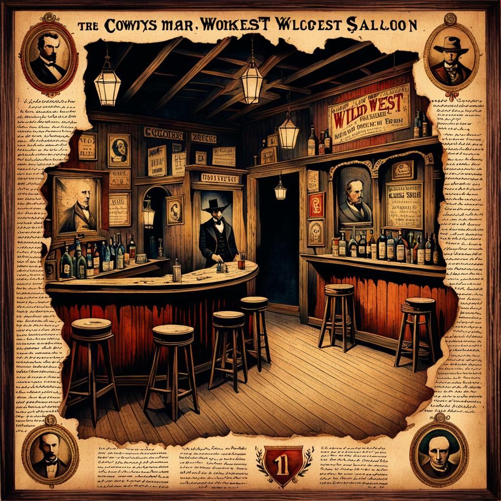 Sinister Wild West Saloon in Watercolor Style