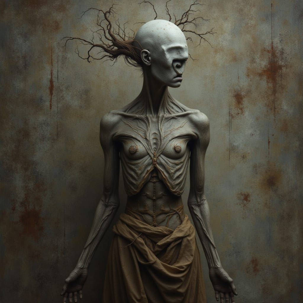 Terrifying Ghastly Woman in Dark Surrealism