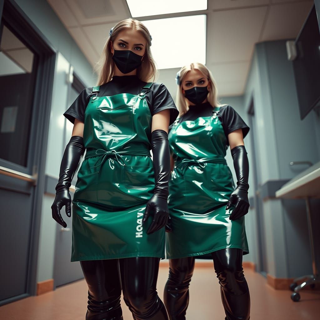 Goth Nurses in Latex Attire, High-Contrast, Cinematic Film S...