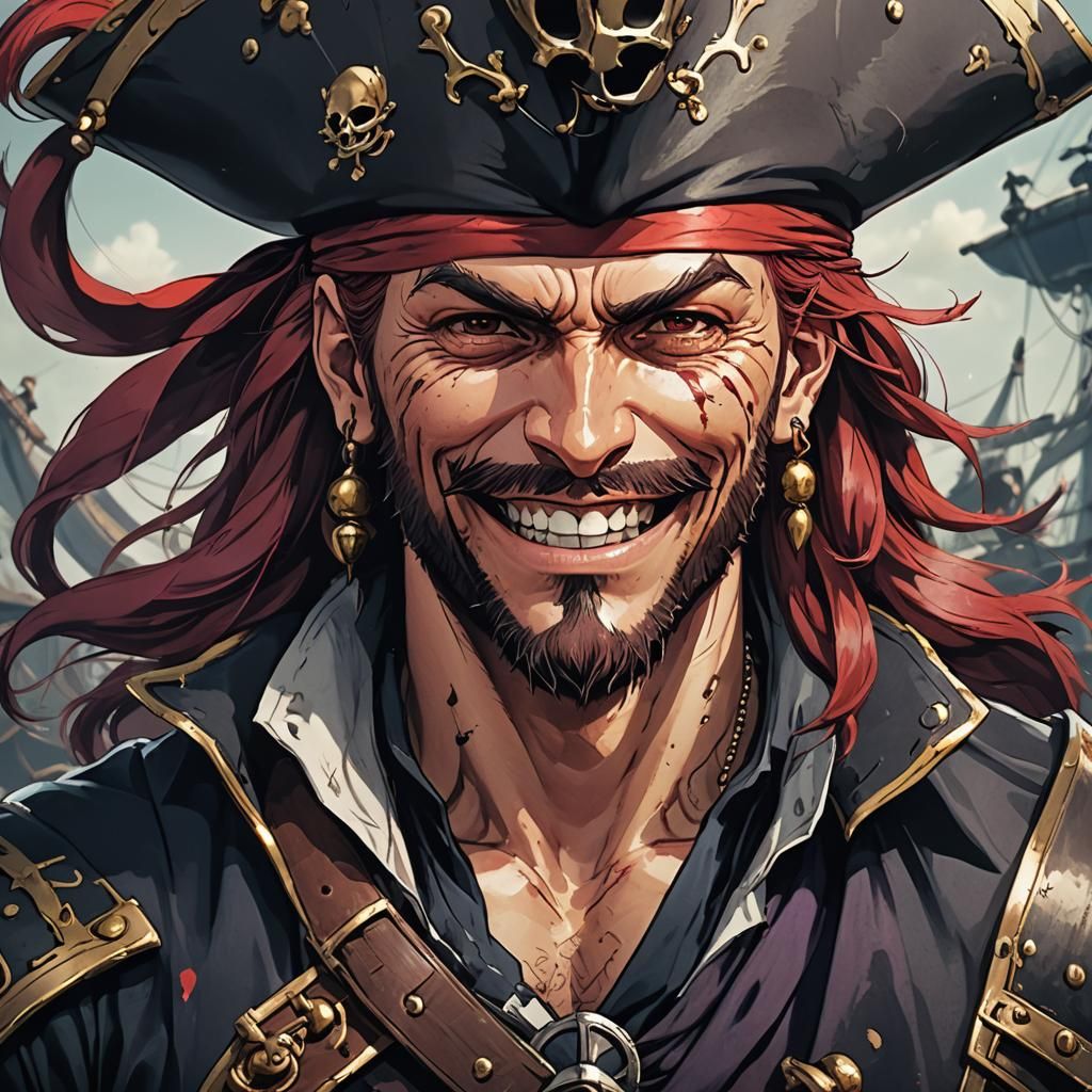 Sinister Pirate Portrait in Anime Style