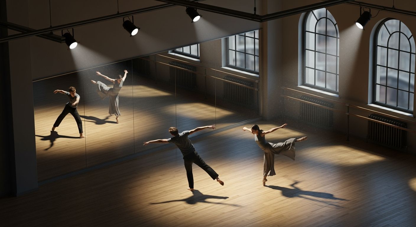 Isometric Dance Studio Mirror Reflection, Painterly Album Co...