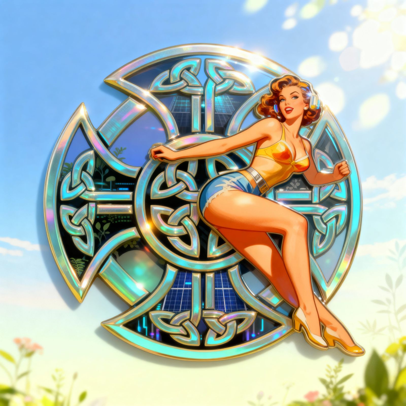 Solar Punk Pin-up Art Fusion