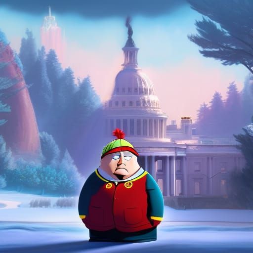 Cartman at the White House: Detailed Matte Painting