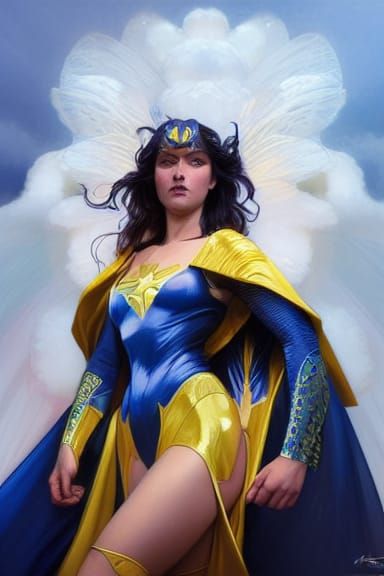 Detailed Superhero Portrait in Art Nouveau Style