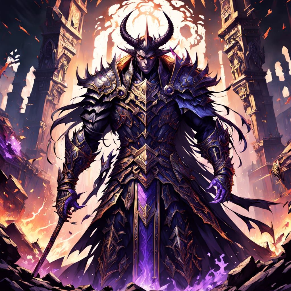 Elegant Demon Lord in Dark Fantasy Anime Style